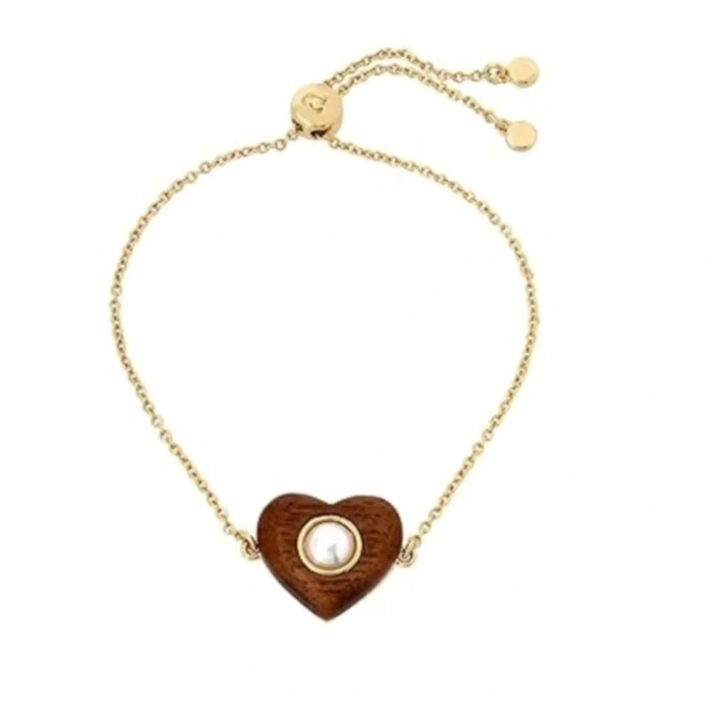 Coach Wood Heart Slider Bracelet